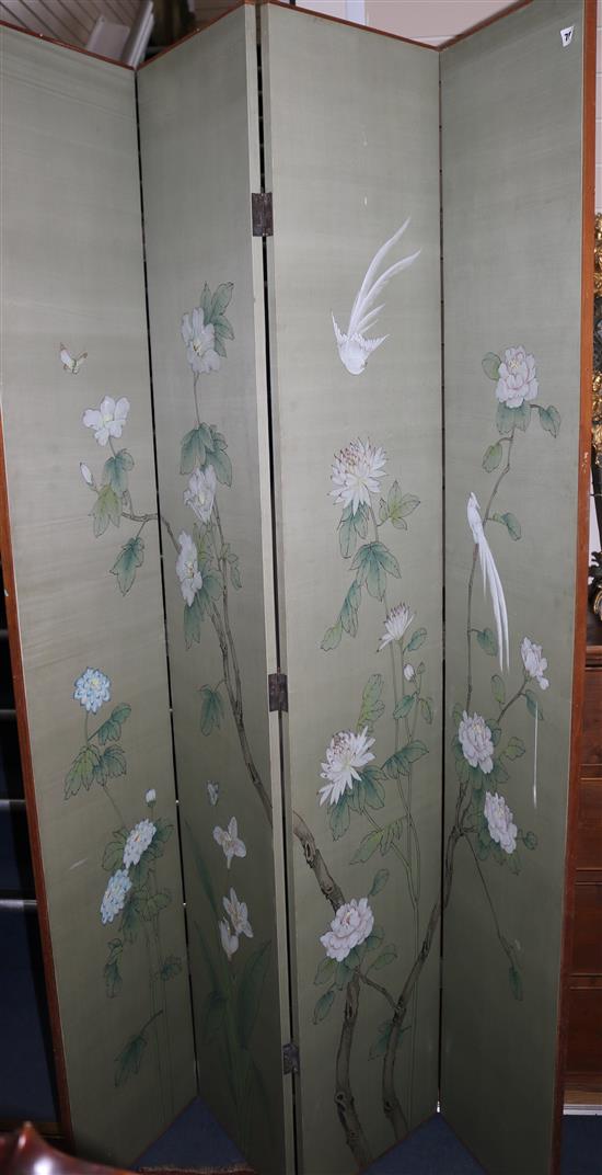 A four fold Oriental screen, H.213cm